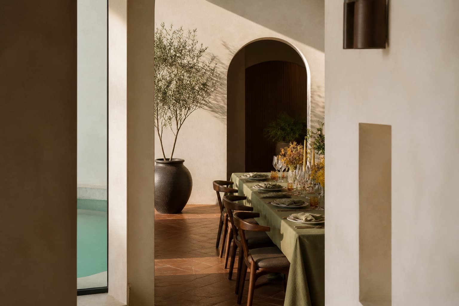 Warm modernist dinner setting